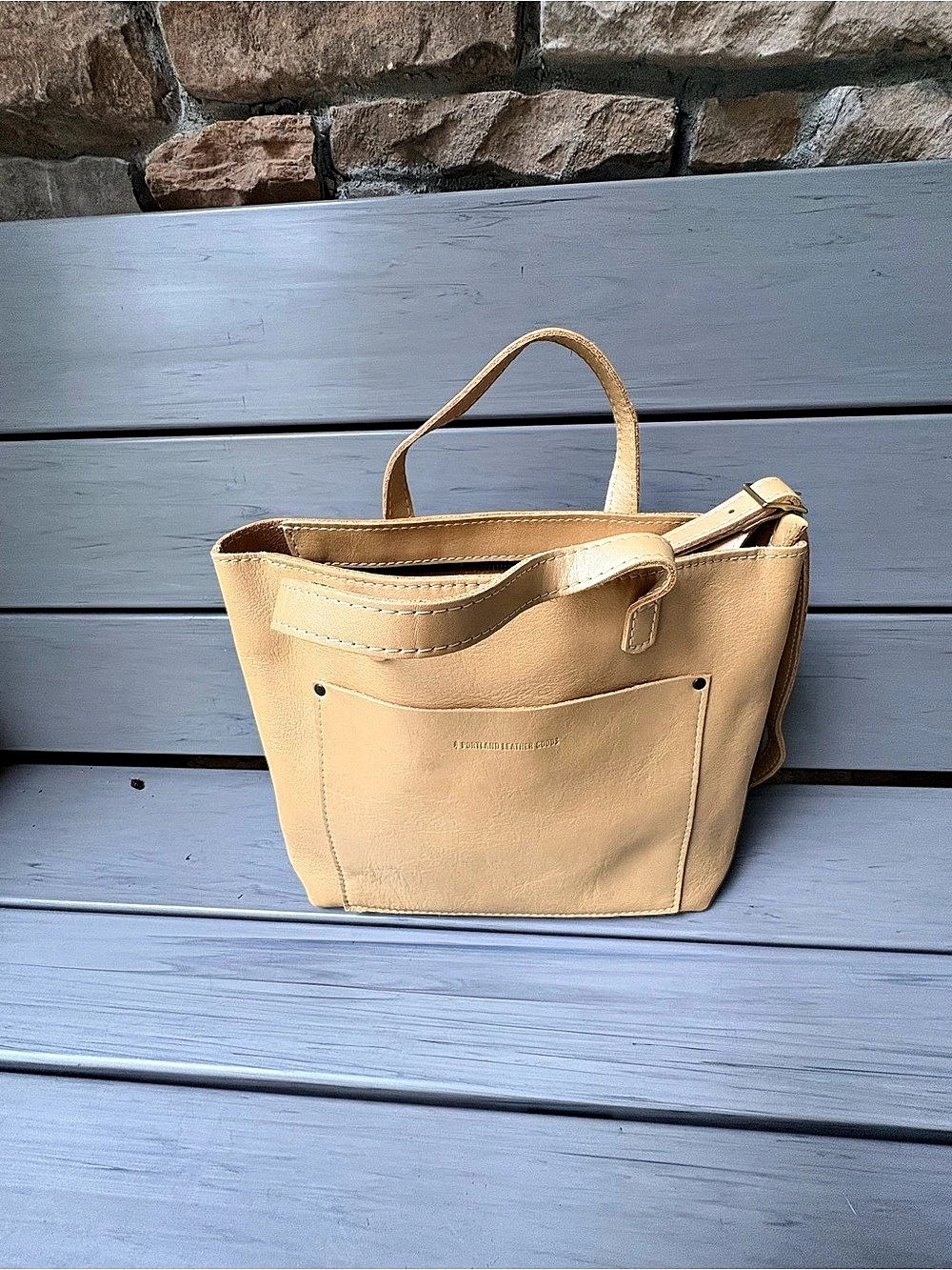 Portland Leather Zipper Medium Crossbody Tote in Champagne - Retired Unicorn